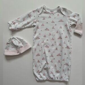 Little Me Baby Girl White and Pink Bunny Nightgown Set 0-3m